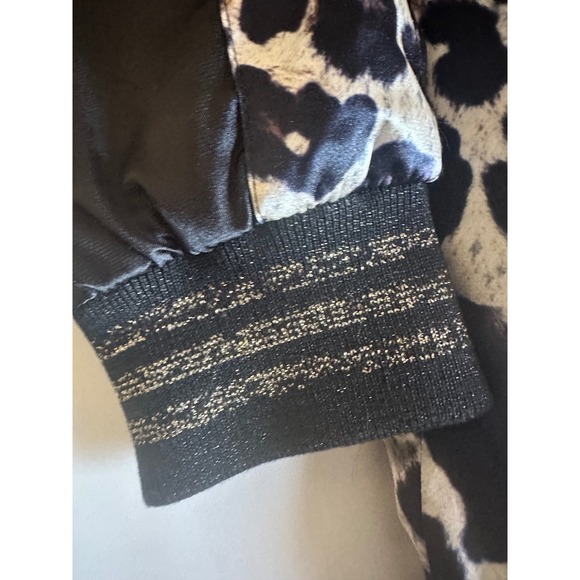 ASOS Leopard Print Bomber Jacket Black Gold Trim Full Zip Size Small‎ S Tucan - Picture 11 of 11